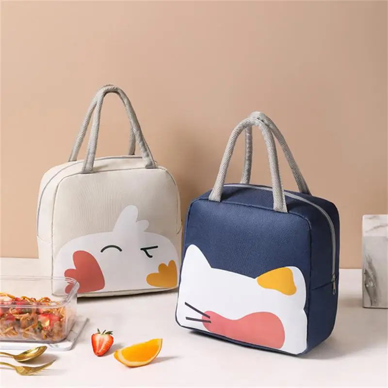 

For Women Girl Kids Children Cartoon Lunch Bag With Meal Ice Lunch Bag Insulated Canvas Tote Bento Pouch Oxford Cloth Convenient