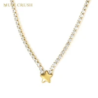 muse crush iced out tennis chain necklace stainless steel bling cz crystal necklaces for women trendy fine jewelry wholesale