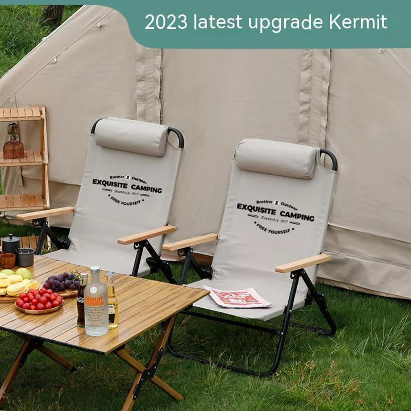 

2023 New Outdoor Folding Chair Kermit Chair Portable Camping Fishing Stool Beach Lying Adjustable Aluminium Alloy Table 4 Chairs