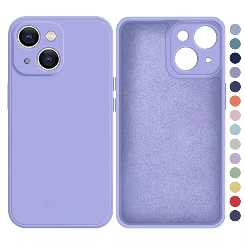 

Case For iPhone 11 13 12 Pro Xs Max Mini Case Square Liquid Silicone Cover For iPhone X Xr 6 8 7 Plus Full Lens Protection Cases