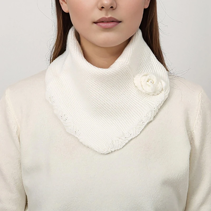 Водолазка с искусственным воротником вязаный треугольный шарф элегантный