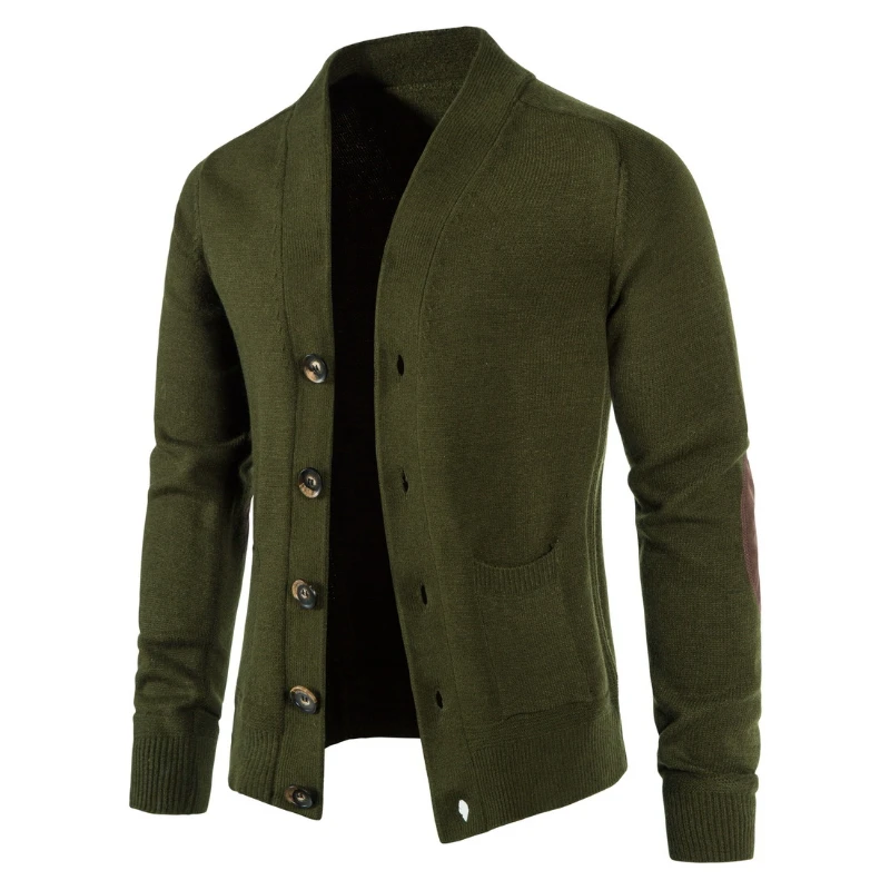 5 Colors Optional High Quality Autumn and Winter Men's Cardigan Sweater Knitted Jacket Pure Color Thickened Casual Male Sweater