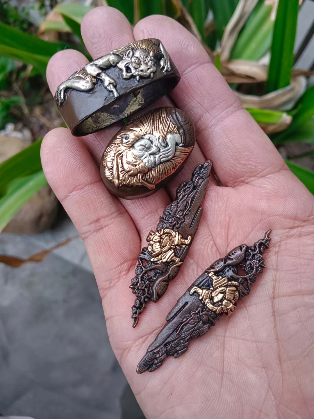 Отличный набор для украшения дома часть меча защита лезвия Tsuba Fuchi Menuki Kashira Monster