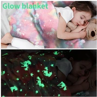 luminous blanket luminous unicorn blanket comfortable wool soft plush childrens flannel blanket nap blanket