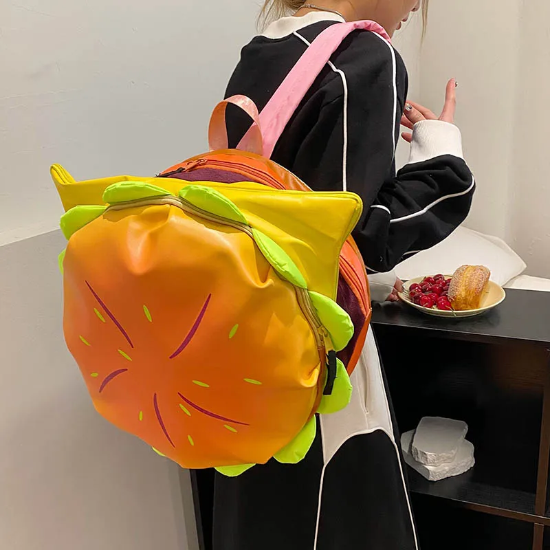 

Child Backpack The New Personalized Backpack Cartoon Hamburger Schoolbag Fashion Campus