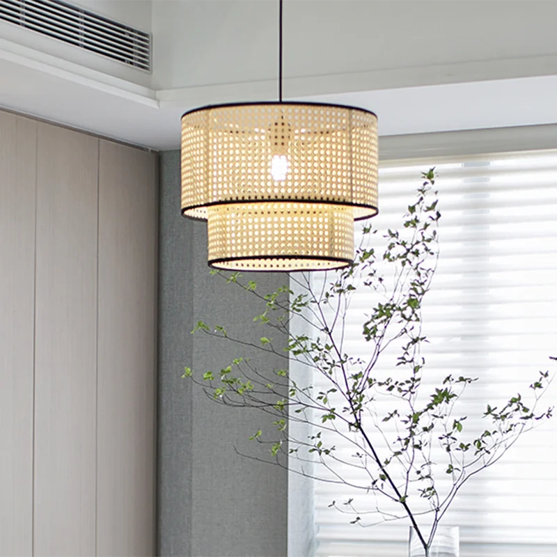 

Chinese Style Handmade Rattan Lamp Bamboo Hanging Lamps Loft Living Room Dining Room Cafe Restaurant Pendant Light Home Decor