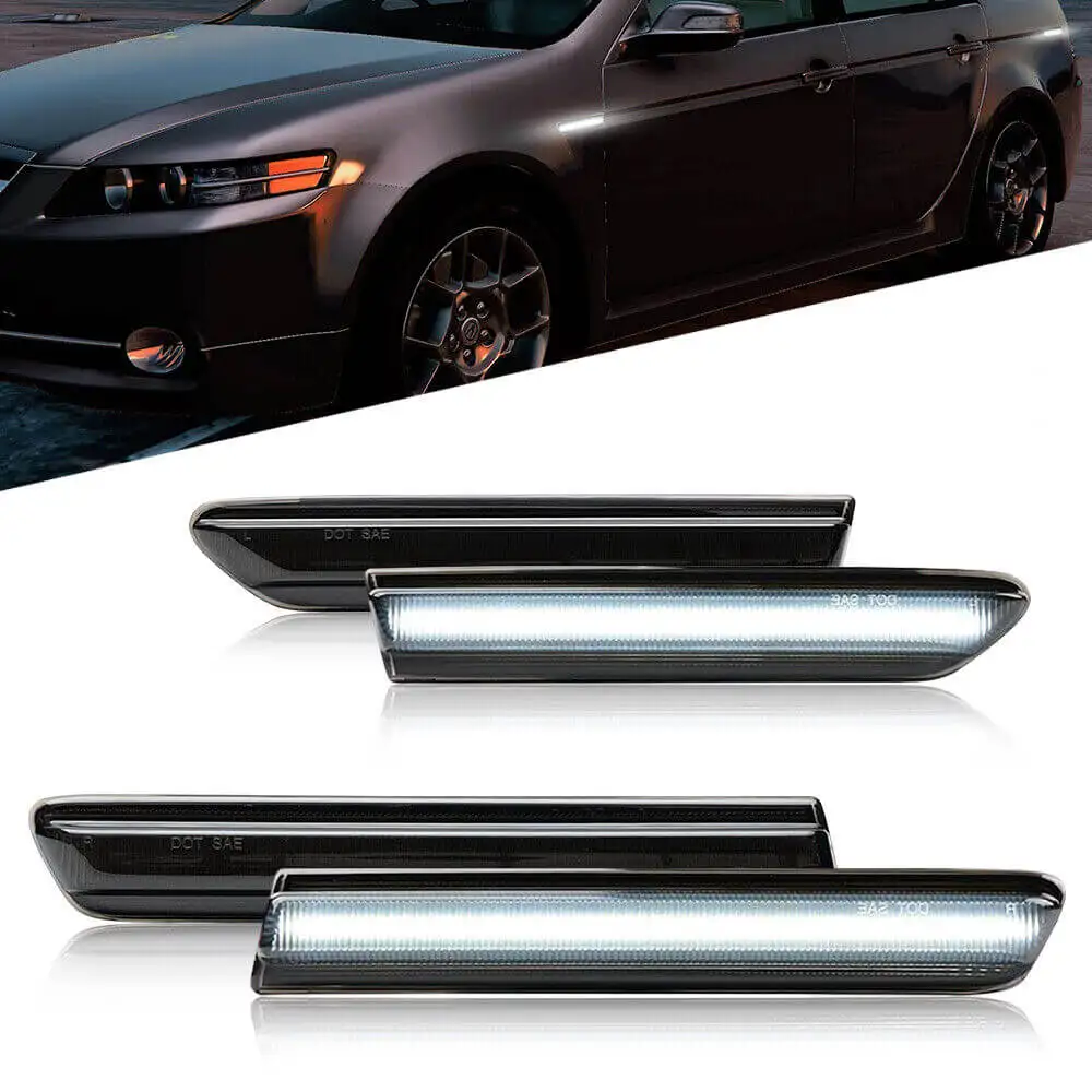 4Pcs White Full LED Front Rear Side Marker Lights For 2004 2005 2006 2007 2008 Acura TL Replace OEM Sidemarker Bumper Lamps