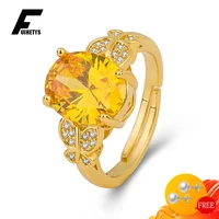 fashion ring 925 silver jewelry oval citrine zircon gemstone open finger rings for women wedding engagement party accessories