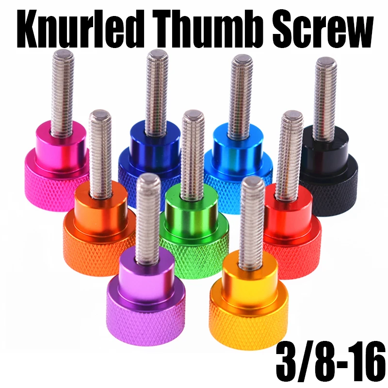 Купи 3/8-16 American Colourful Aluminium Alloy+Stainless Knurled Thumb Screw Hand Grip Knob Step Bolt Screw Adjust Hand Tighten Screw за 127 рублей в магазине AliExpress