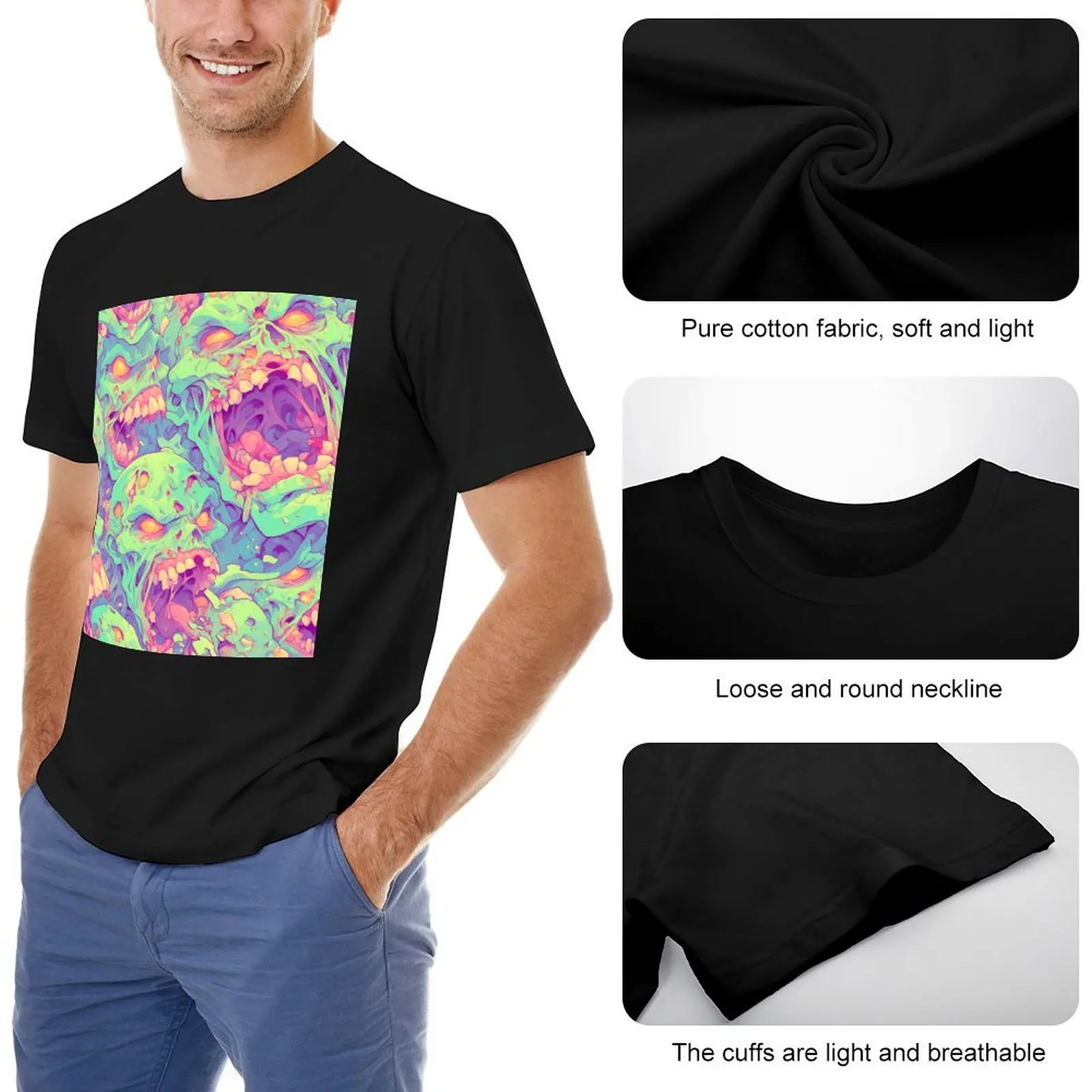 Zombie Terror: футболка с рисунком Грюesome Head большого размера блузка футболки короткими