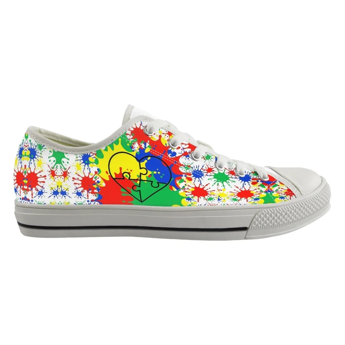 Autism Awareness Print Female Shoe Fashion Design Color Block Portable Sport Shoes Holiday Gift Street Style Sneakers for Women