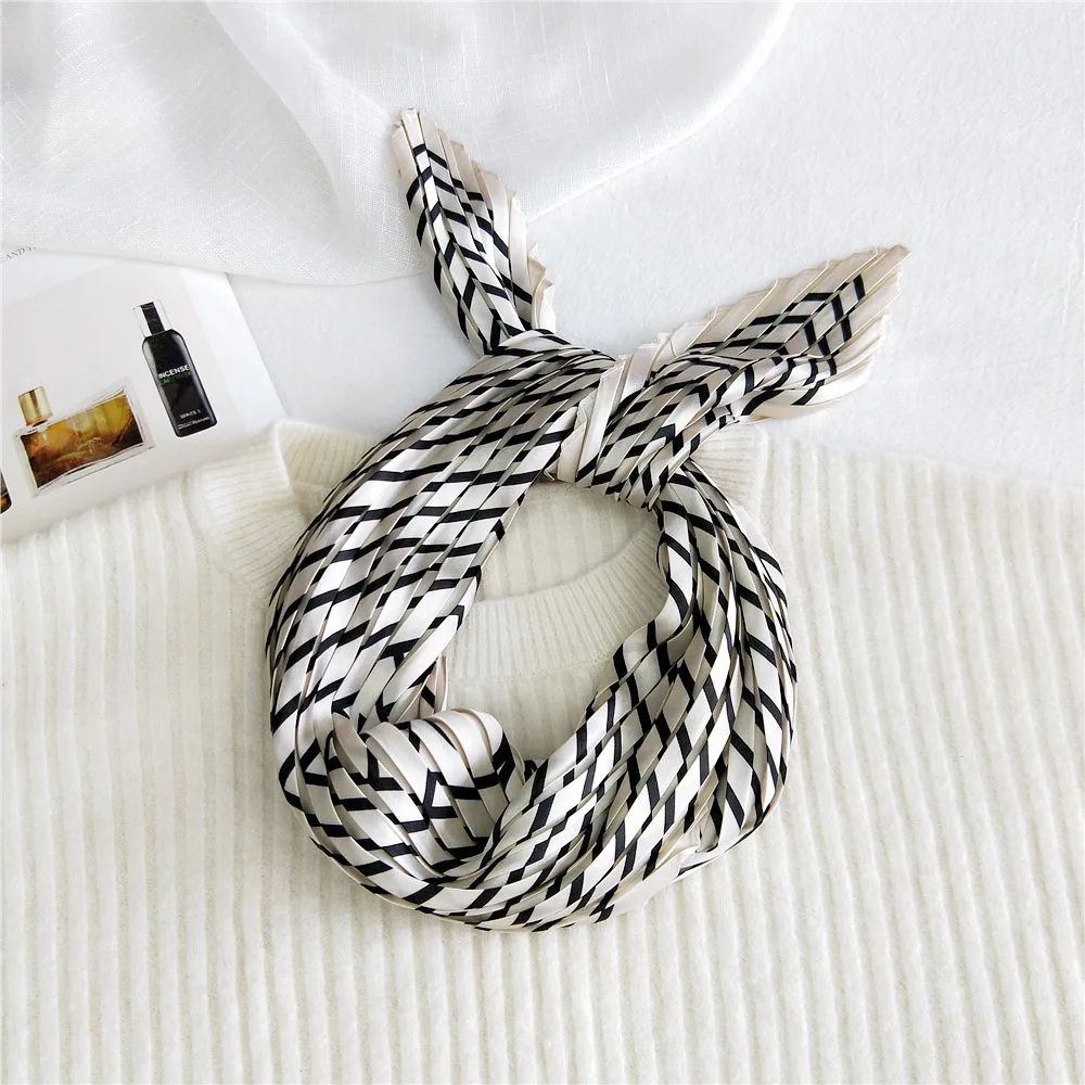 

Pleated Square Silk Scarf Women Shawls Neckerchief Designer Print Chiffon Hijab Foulard Lady Neck Scarves Soft Bandana gift