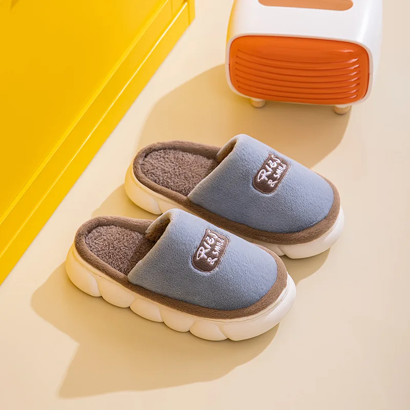 Winter Plush Warm Wedges Flat Cotton Slippers Home Wear-Resistant Non-slip Indoor Couple Slides Slippers Women Multicolor shoes