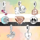 Семейная сияющая подвеска в виде кота собаки стрекозы, Классические бусины, подходят для браслетов Pandora с подвесками, женские Оригинальные подарки на заказ оптом