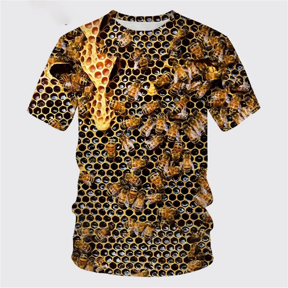 

Футболка с 3d-рисунком пчелы, Модный пуловер с коротким рукавом и круглым вырезом, топ в стиле рок, хип-хоп, одежда оверсайз, лето