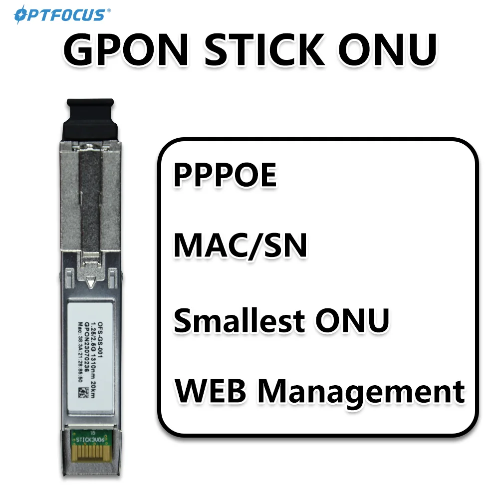 OPTFOCUS GPON STICK ONU WEB управляемый MAC SN 1310nm SC соединитель Pon модуль 1,25G 2,5G FTTH GPON ONT SFP PPPOE Бесплатная доставка
