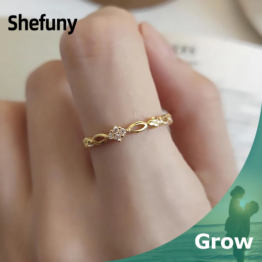 

Shefuny 925 Sterling Silver Infinity Symbol Adjustable Finger Rings Geometry Clear Zirconia Rings For Women Fine Jewelry Gift