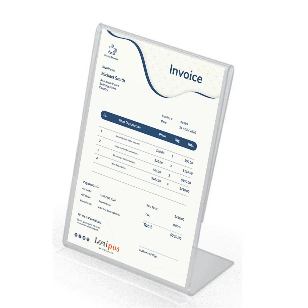 

8x11cm Acrylic Sign Holder With Slanted Back Custom Printed