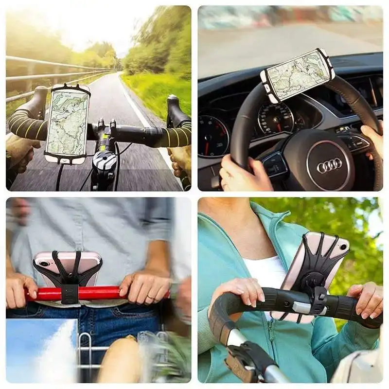 hot universal bicycle mobile phone holder silicone motorcycle bike handlebar stand mount bracket mount phone holder for iphone free global shipping