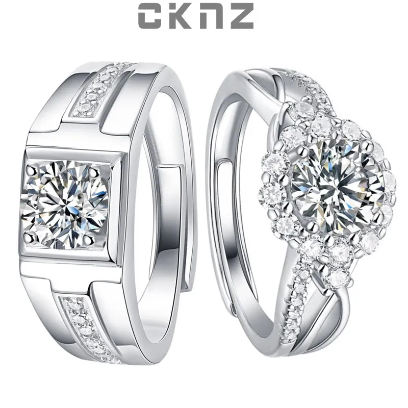 

Certified Real 1.0 Ct Moissanite Diamond Sterling 925 Silver Rings for Lovers Couple ALL LIFE TO YOU CKNZ Luxury Jewelry