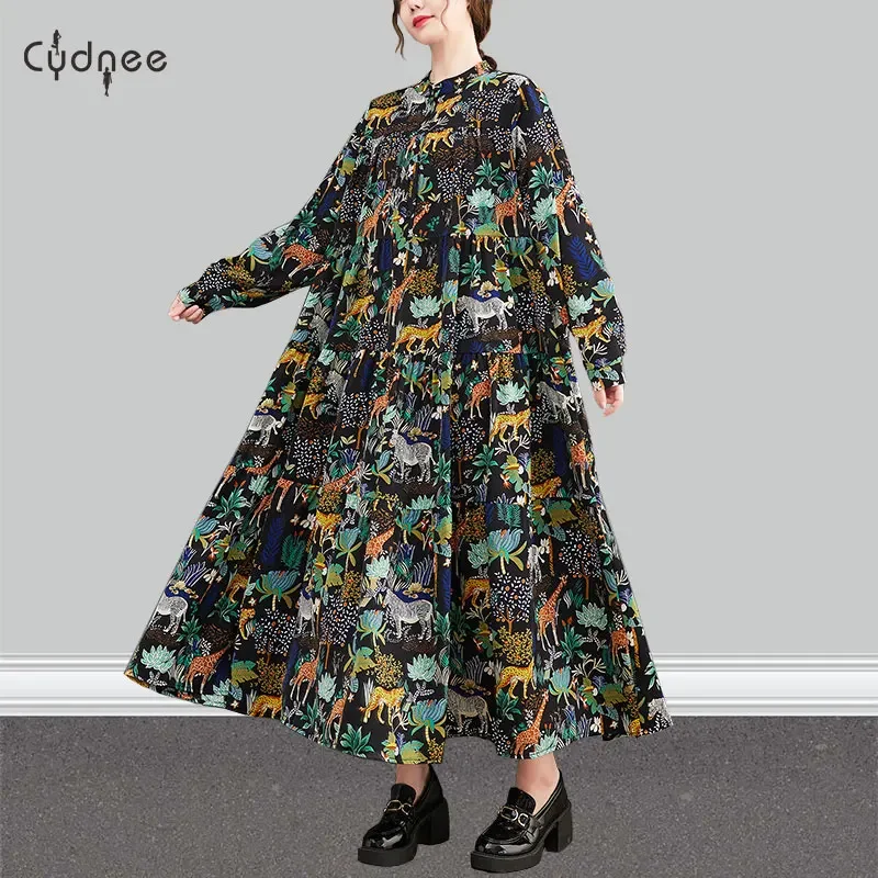 Многоуровневое платье макси с длинными рукавами в стиле бохо объемное