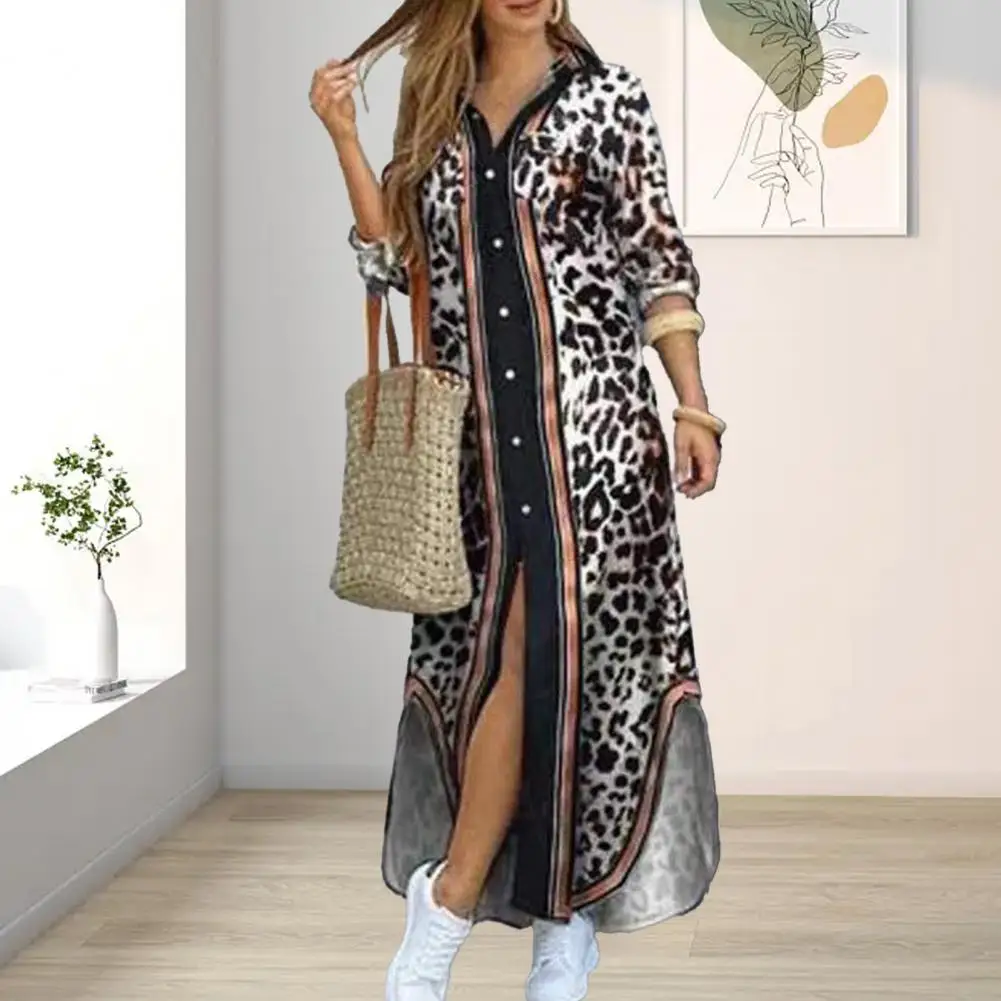 

Женское платье-макси с леопардовым принтом