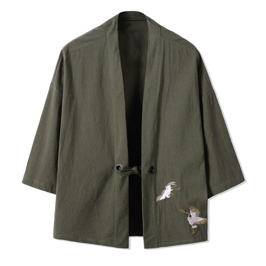 Летняя мужская хаори кардиган кимоно рубашка японская одежда самурая свободные