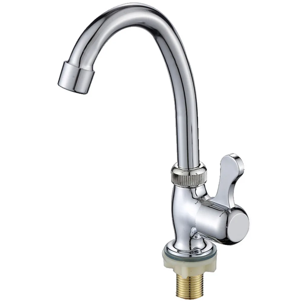 

Kitchen Sink Mixer Taps Single Handle Single Cold Water Tap Deck Mounted Chrome Plastic Steel Kitchen Faucets Aerator