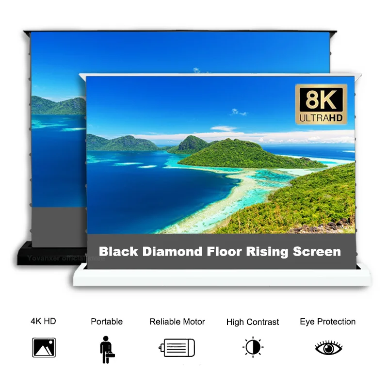 Электрический напольный проекционный экран черный алмаз 92 дюйма моторизованный