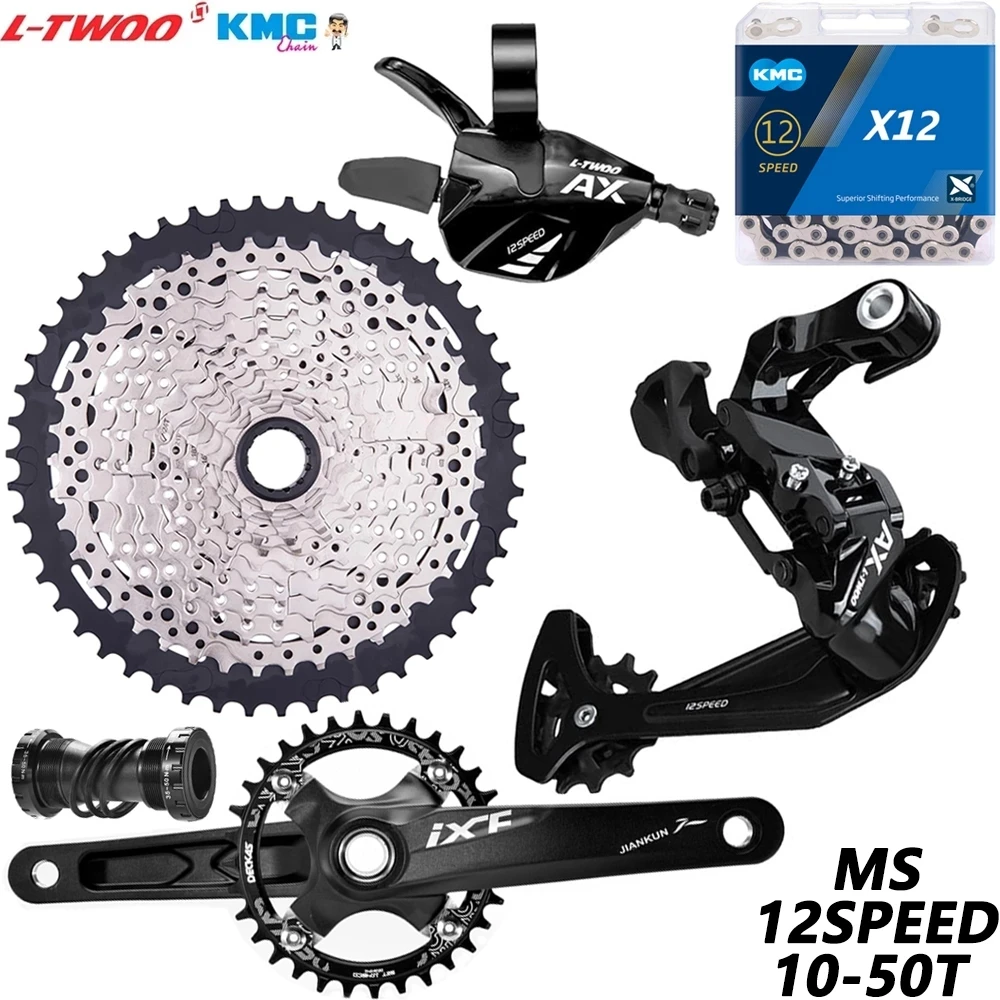 

ZTTO MTB Bike 12 Speed 10-50T Cassette Groupset 1x12 Shifter Derailleur KMC X12 Chain Crankset For MS Hub Body M9100 M7100 M8100