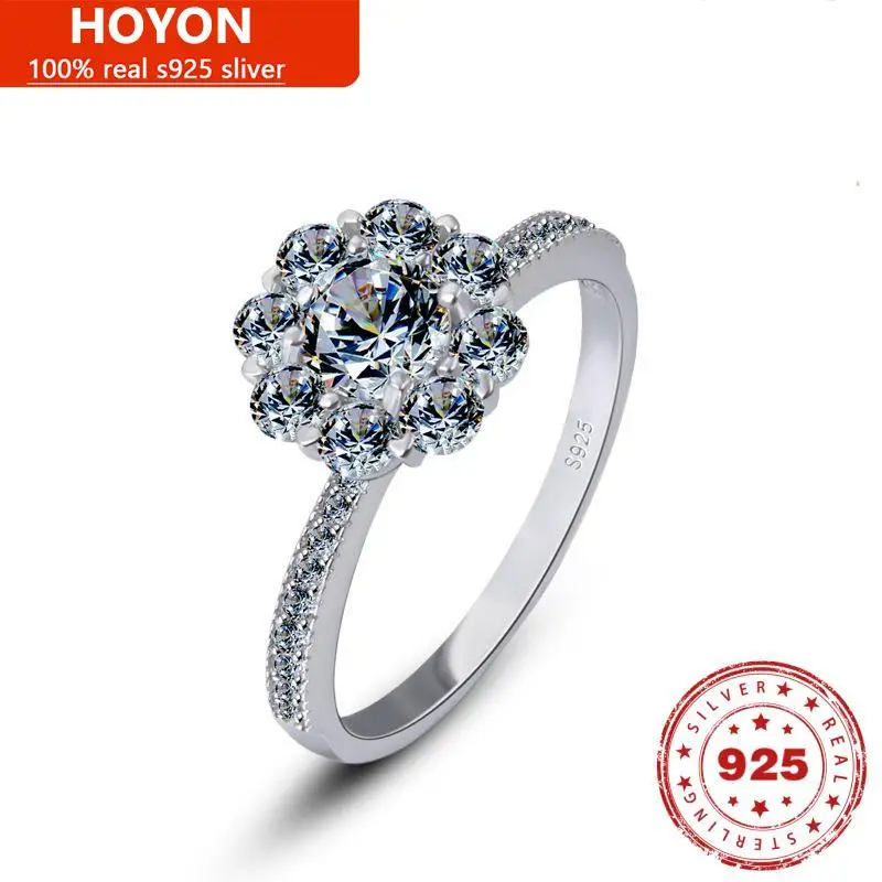 Luxury S925 Sterling Silver Imitation Moissanite Ring For Women AAA Zircon Gemstone Finger Ring Wedding Engagement Fine Jewelry