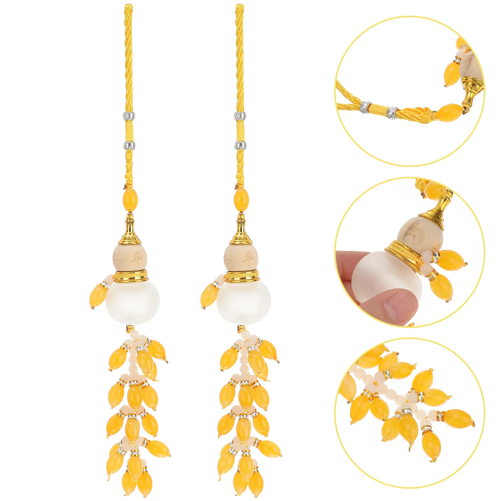 

2pcs Chic Crafted Fashionable Car Pendant Pendant Gourd Pendant Car Decoration Hanging Decor