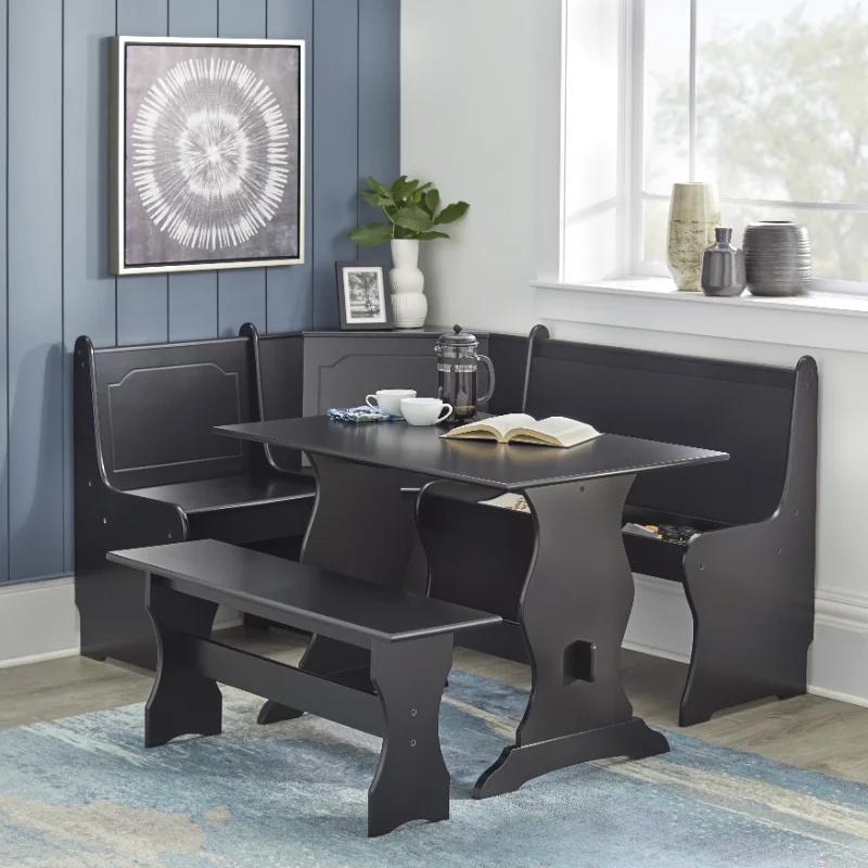 

TMS Corner Reversible Dining Breakfast Nook with Storage, Black