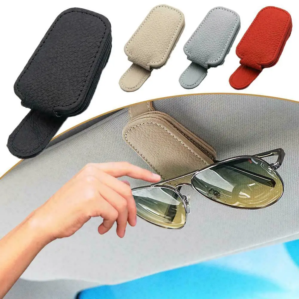 

Universal Leather Sun Visor Glasses Clip Car Interior Card Ticket Fastener Portable Sunglasses Holder Clips Car Accessories