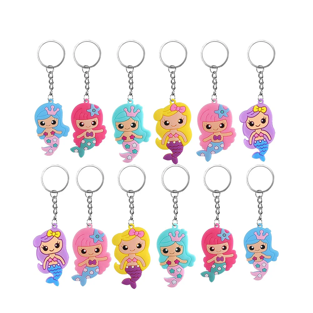 

24 Pcs Keychain PVC Rings Metal Mermaid Chains DIY Accessories Handbags