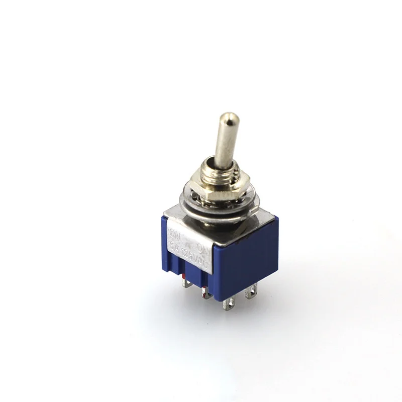 MTS-202 6A 125V AC 6-контактный вкл. Мини-переключатель Синяя кнопка