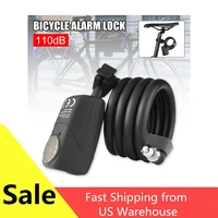 bike lock anti theft 120cm cable lock 110db alarm battery operated universal security alarm locks 2 mode vibration activate 1pc