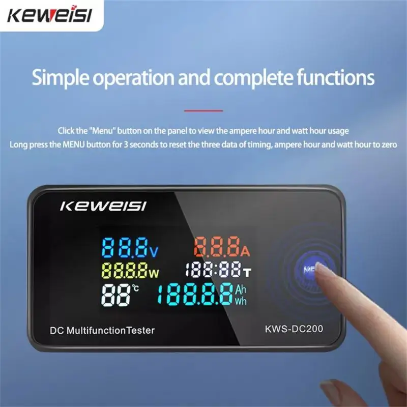 

Digital Voltmeter DC 0-200V Voltage Seven Functions Power Energy Meter LED Color Display Wattmeter 0-10/50/100A