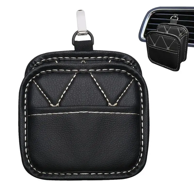 Skórzany wylot samochodowy Odpowietrznik Zawieszany schowek Torba na klucze Etui Kieszeń Organizer Składany uchwyt Akcesoria samochodowe