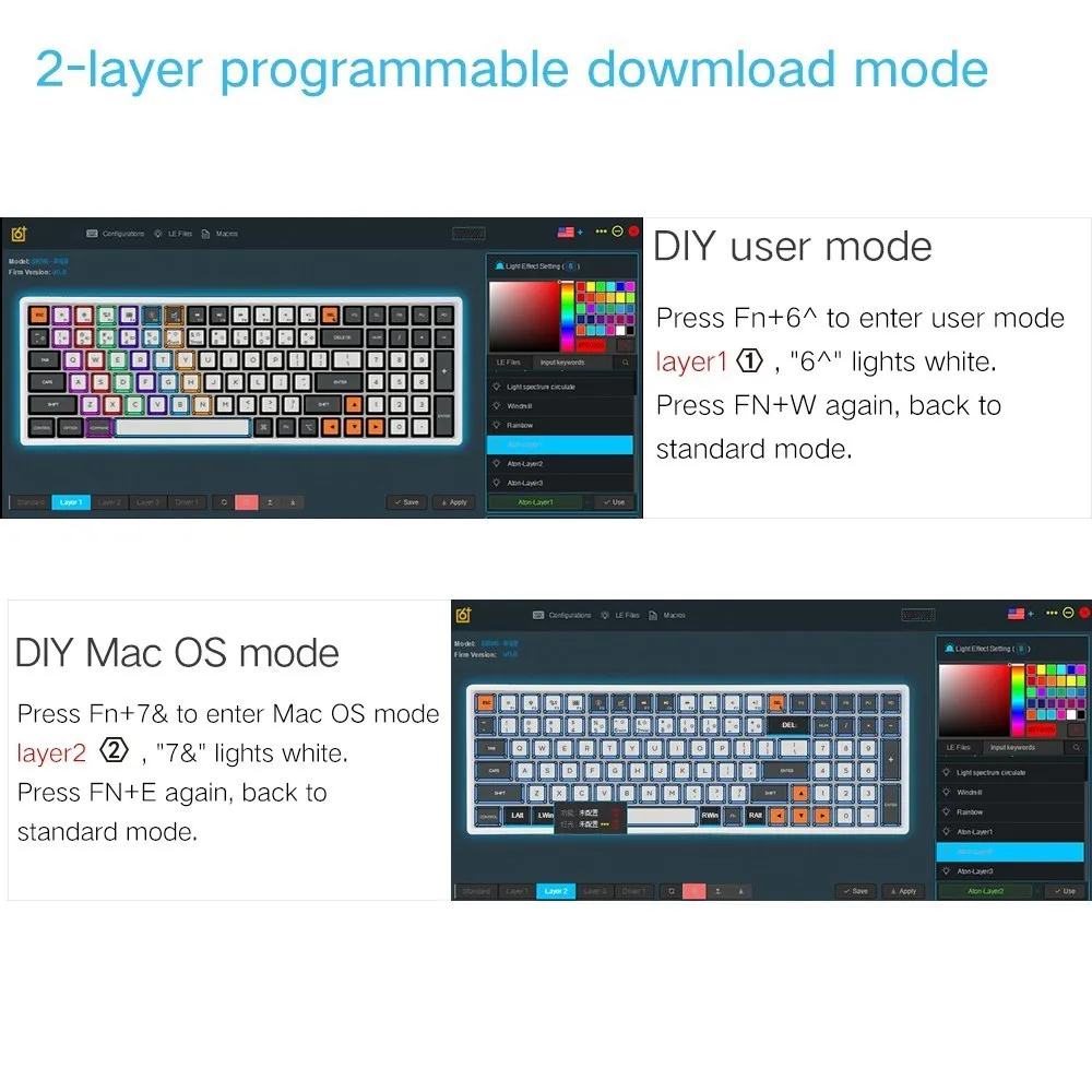 skyloong 96 keys mechanical keyboard usb type c bluetooth wireless sk96 gk96 dual connection abs oem mini rgb gaming accessories free global shipping