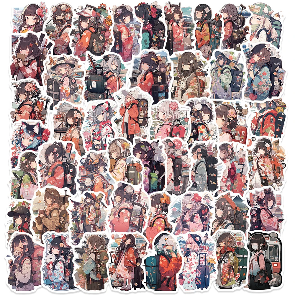 

10/30/50PCS Vintage Japanese Girls Cartoon Stickers DIY Bike Travel Luggage Laptop Graffiti Waterproof Sticker Decal for Kids