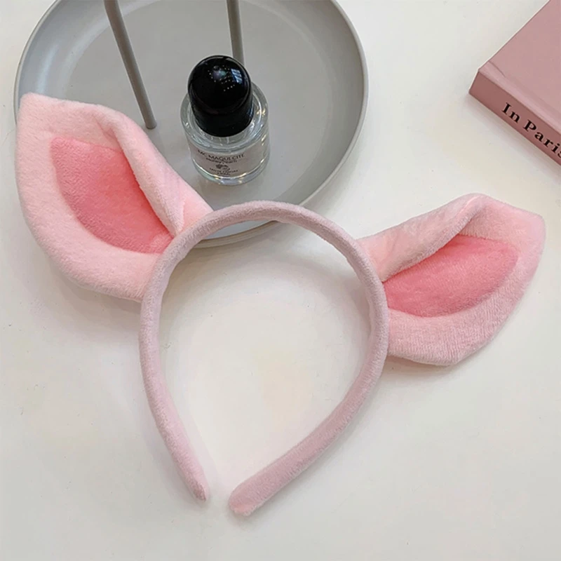 Simple Sweet Hair Accessories Women Students Washing Face Hairband Little Pig Ears Headbands Plush Cartoon Hair Drop Shipping images - 6