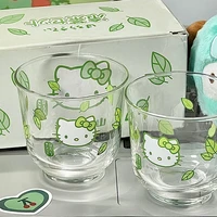 2pcs kawaii sanrio hello kitty glass anime household milk juice breakfast cup cartoon cute 280ml heat resistant creative bottle
