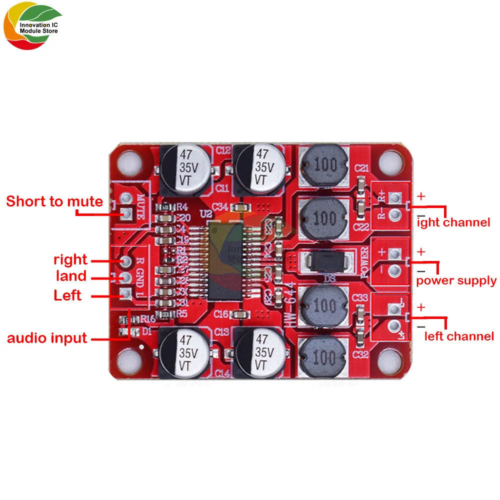 

Плата цифрового усилителя мощности TPA3110D2, двухканальная, 2*15 Вт, стерео, 3110 Φ, модуль усилителя мощности DC12V2A, аудио усилитель мощности