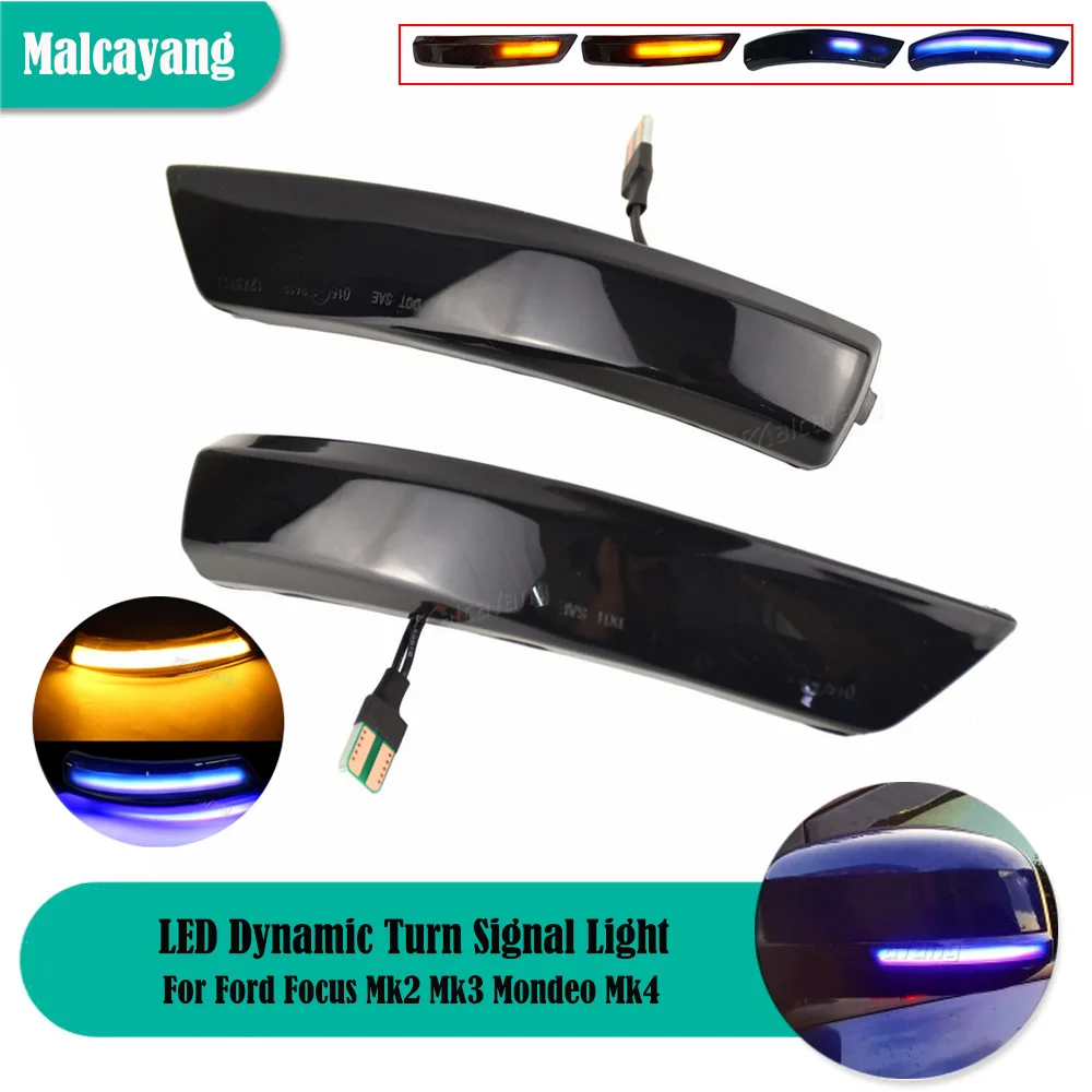 

2x LED Dynamic Turn Signal Light Side Mirror Blinker Arrow Sequential Flasher Repeater For Ford Focus Mk2 Mk3 Mondeo Mk4