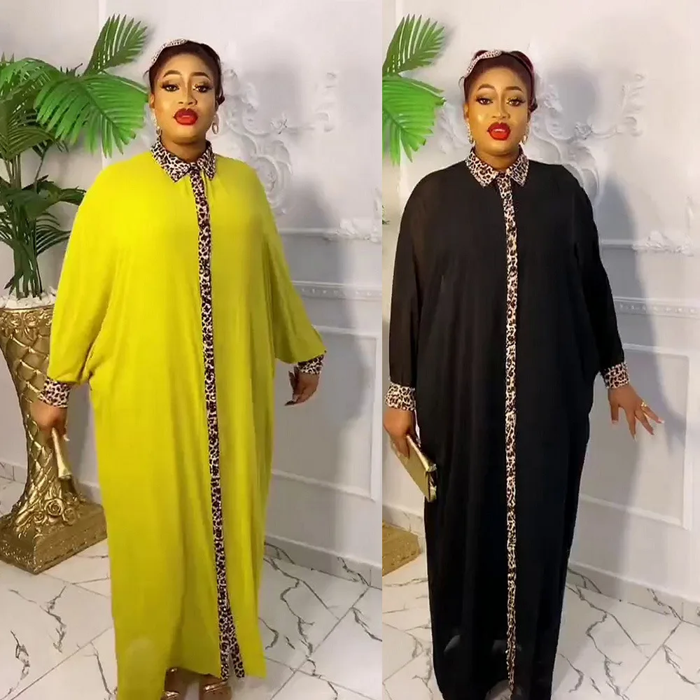 

2 Piece Set Plus Size Clothes Women Dashiki African 2023 Summer Casual Leopard Print Boubou Robe Ankara Party Dresses Outfits