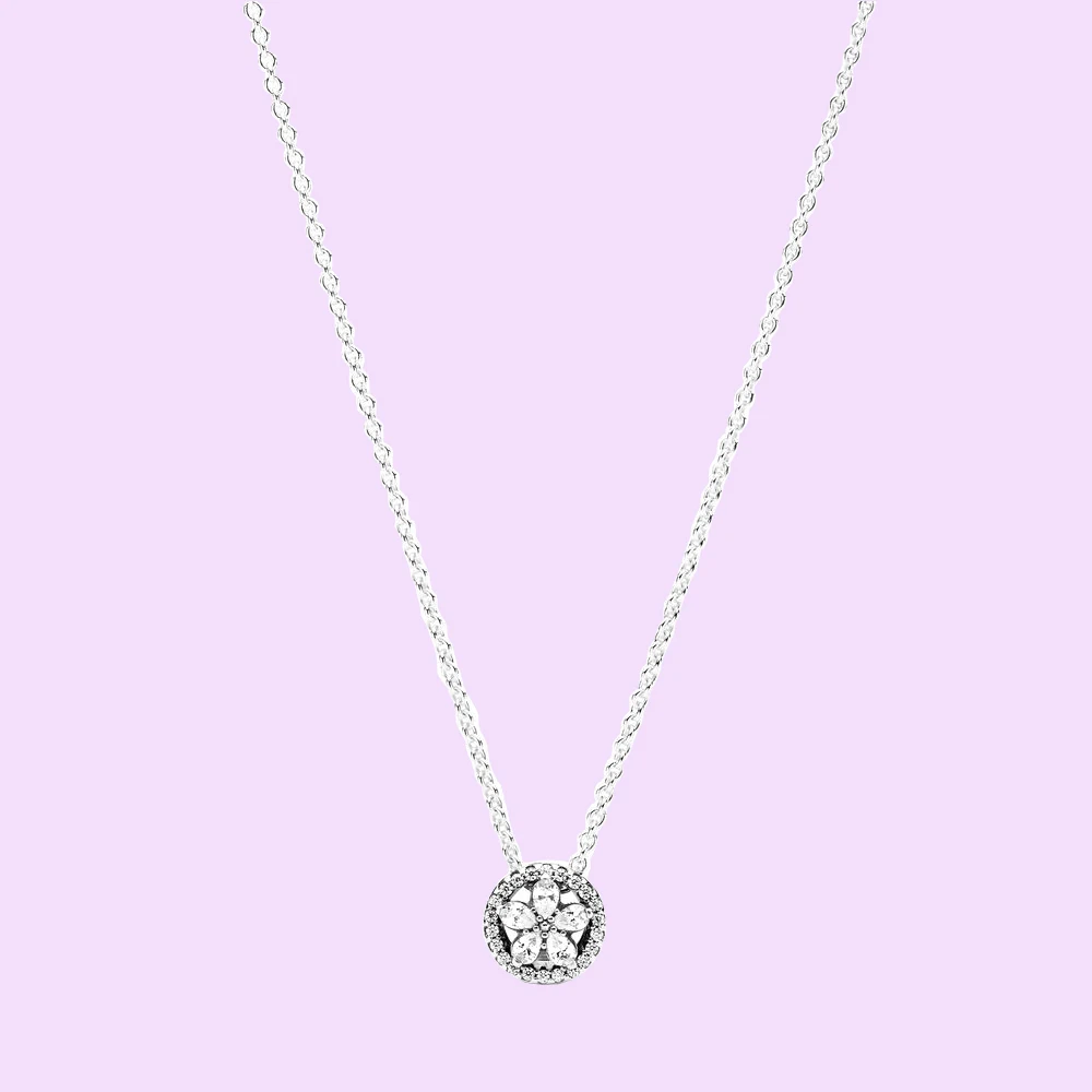 

Sparkling Snowflake Shape Beads Necklace 925 Silver fit Pandora Original Birthday Vintage Jewelry Gift for Woman