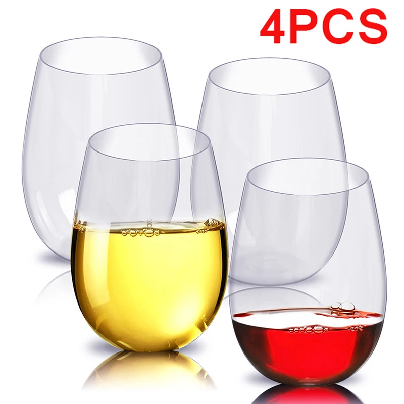 Clear PET Drop Resistant Red Wine Glasses Whisky Glasses Cake Dessert Cups Champagne Glasses 16OZ Plastic Wine Glasses