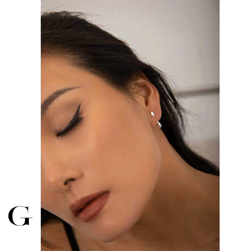 

Ghidbk Minimalist Gold Silver Color Metal Waterdrop Ear Jacket Earrings for Women Simple Small Front Back Earring Jackets Gifts
