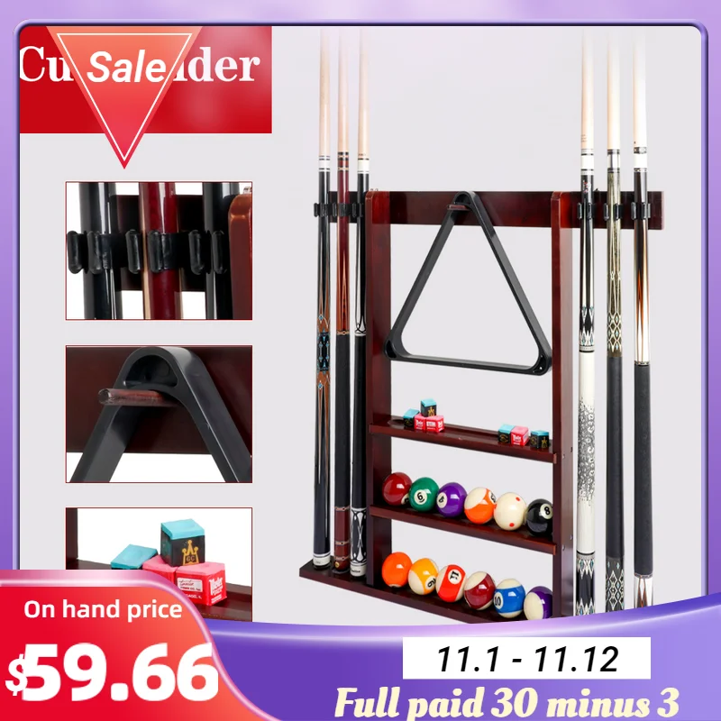 

Wooden Billiard Cue Rack Portable Pool Cue Holder Display Stand For Home Indoor Fishing Rod Golf Cues Storage Bracket Accessory